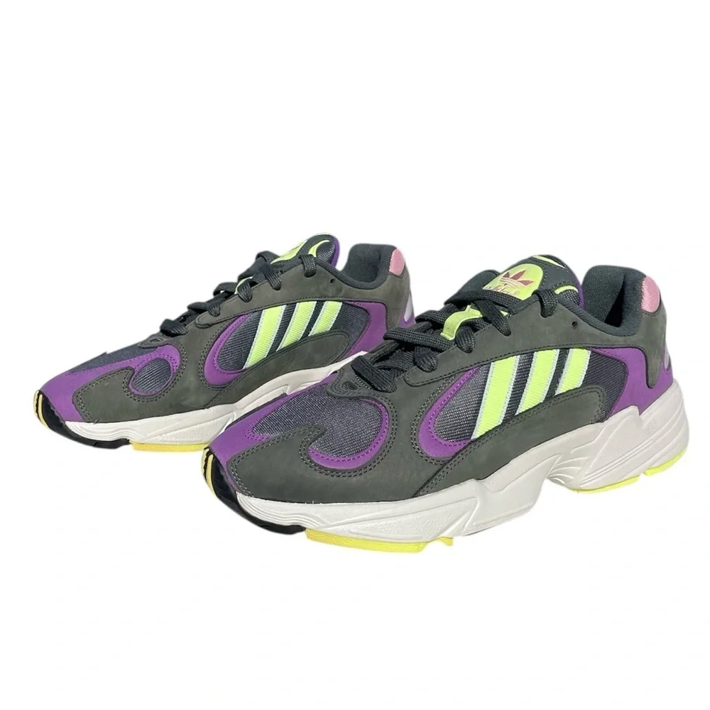 Adidas Yung-1 Legend Ivy Sneakers athletic streetwear grey neon purple men’s 9.5